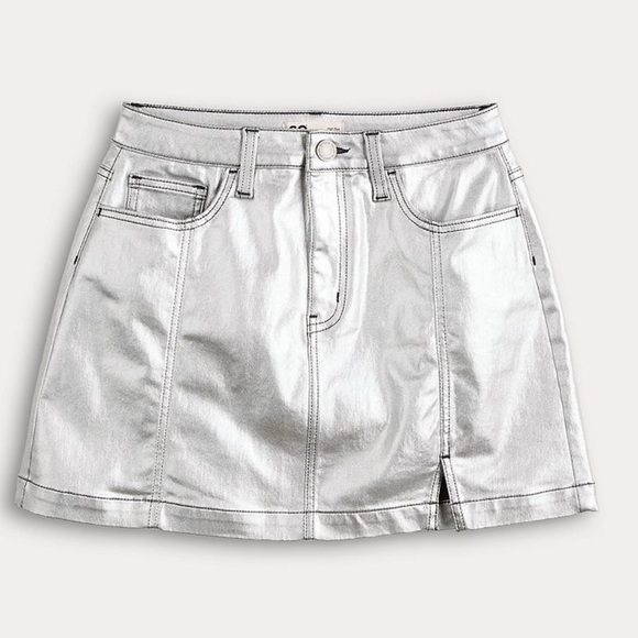SO Dresses & Skirts - SO Silver High Rise Denim Mini Skirt Button‎ Pockets Size 1 Juniors Women